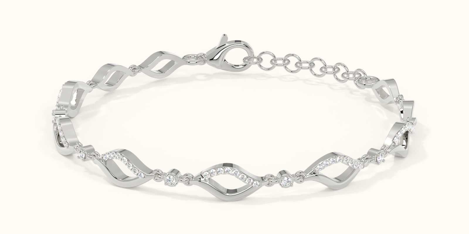 Plate Prong Setting Round Diamond Everyday Bracelet